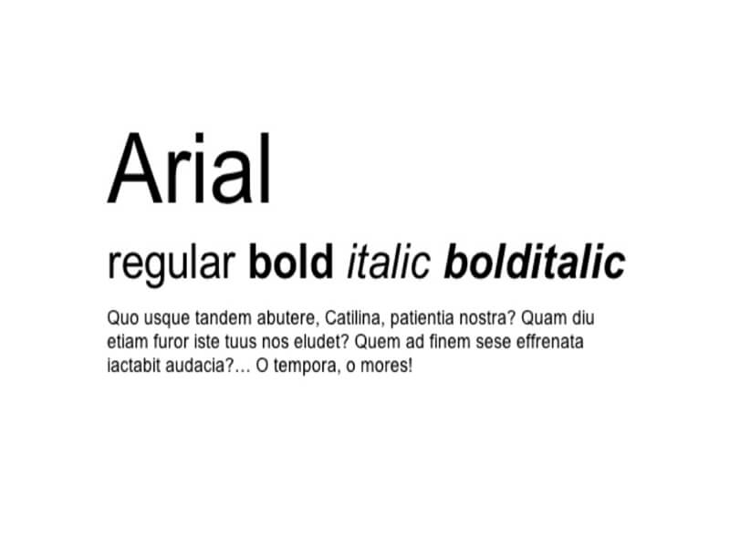 arial font italic