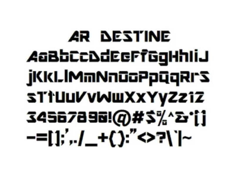 ar destine font what goes with it