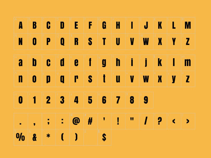 Anton Regular Typeface Characters